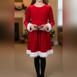 Holiday Time Festive Red and White Kids Dress